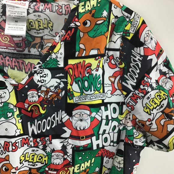 Rudolph The Red Nose Reindeer Holiday Christmas Festive Scrubs Size Medium - Picture 3 of 9